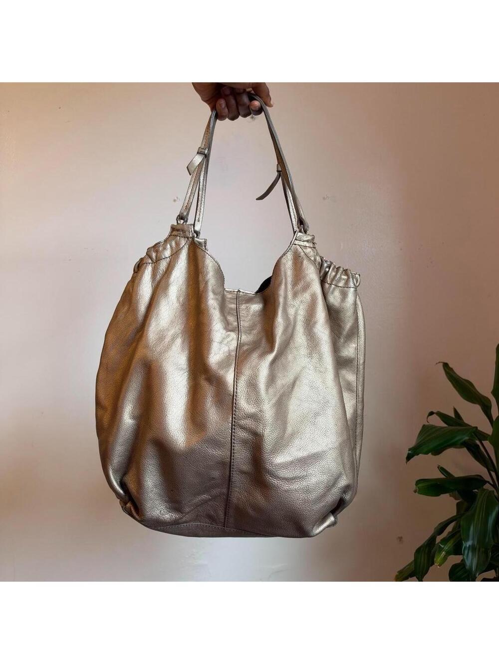 Y2K Banana Republic indie-sleaze Metallic Gold Leather Hobo shoulder Bag